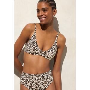 J Crew Lana Bikini Top L NWT Classic Sculpt Leopard Tan Black Beach CI691 J.Crew